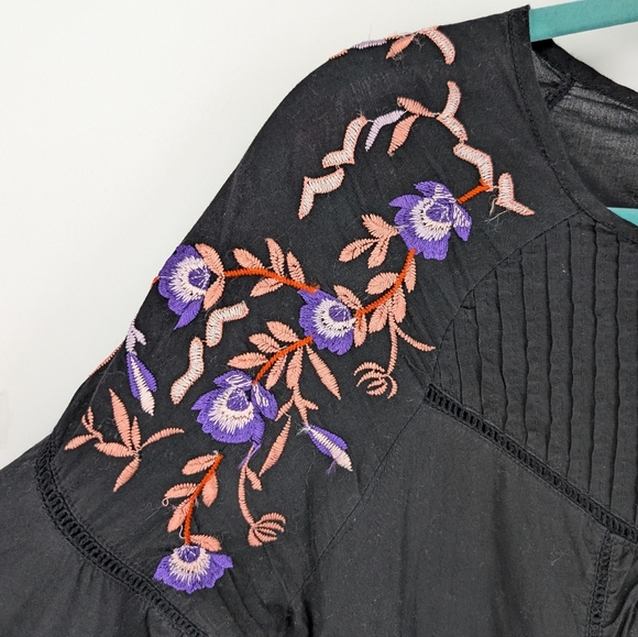 Free People Pavlo Embroidered Black Floral Boho Dress - Picture 8 of 11